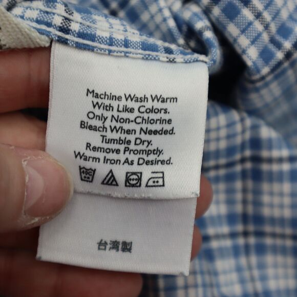 Eddie Bauer Shirt Mens XL Blue Plaid Button Down Short Sleeve Pocket Outdoor - Picture 14 of 16